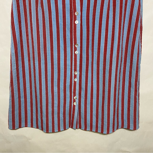 ROOLEE PLUS ADDISON BUTTON MIDI MODEST STRIPED SKIRT - Picture 6 of 16